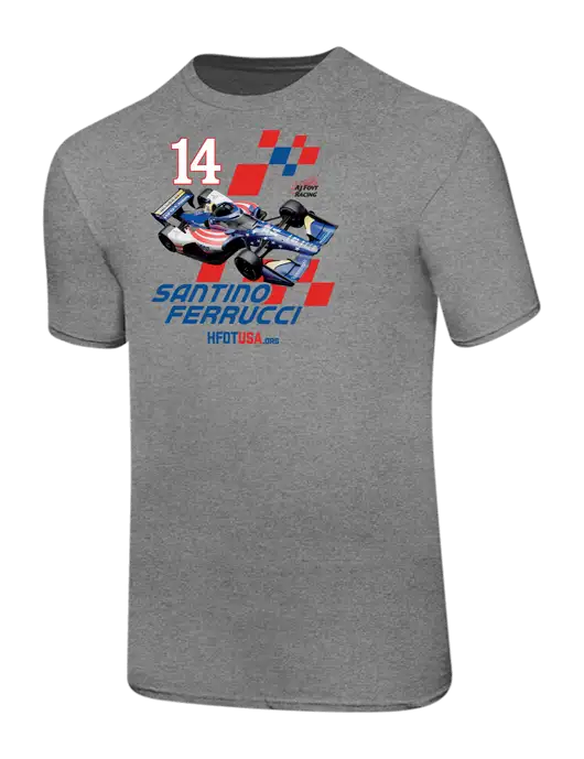 Ring Spun Light Heather Grey 4.5 oz T-Shirt w/Checkered Car HFOTUSA