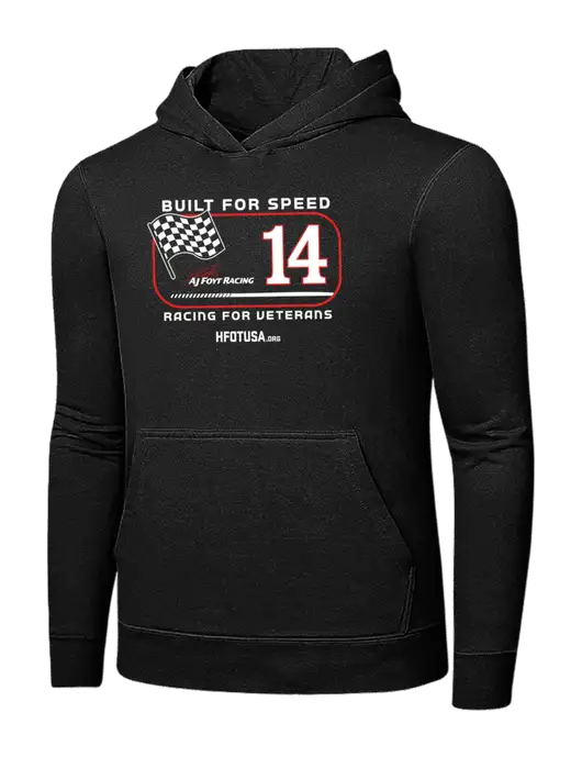 Jet Black 7.8 oz Ring Spun Hooded Sweatshirt w/Built for Speed HFOT