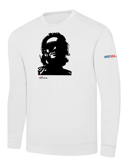 White 7.8 oz Ring Spun Crew Sweatshirt w/Santino, HFOTUSA.org
