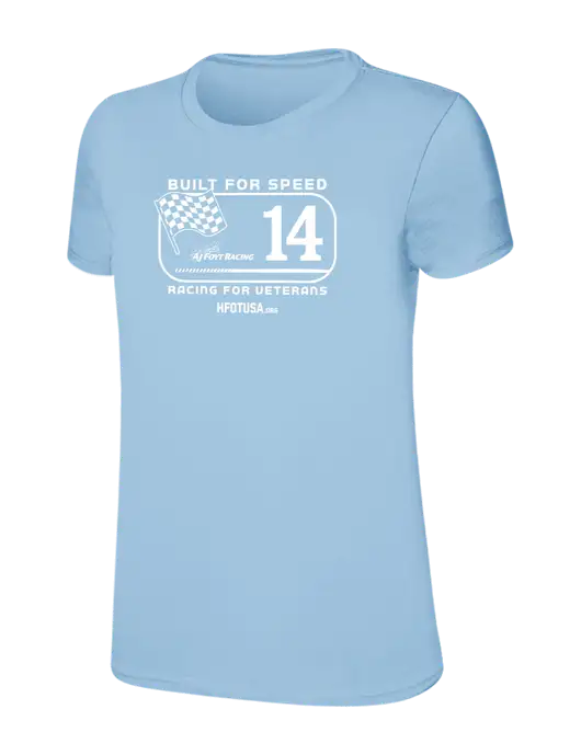 Womens Ring Spun Light Blue 4.5 oz T-Shirt w/Built for Speed HFOT