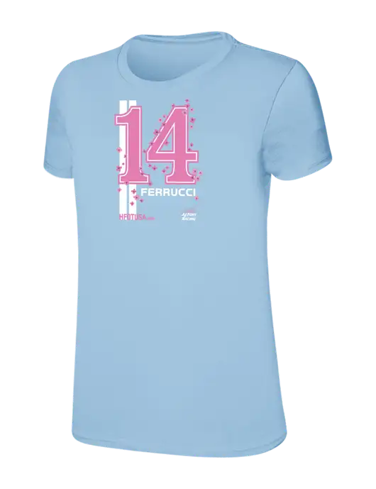 Womens Ring Spun Light Blue 4.5 oz T-Shirt w/Cherry Blossoms #14 HFOT