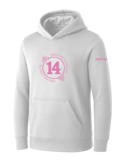 Womens White Core Fleece Pullover Hooded Sweatshirt w/Cherry Blossoms #14 Circle, HFOTUSA.org