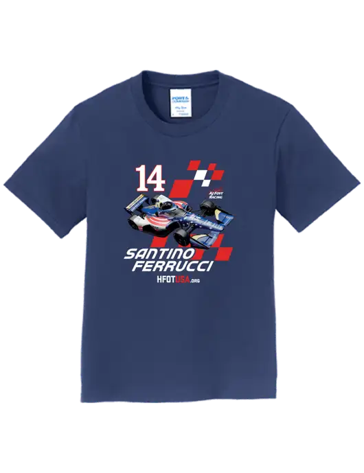 Youth Ring Spun Navy 4.5 oz T-Shirt w/Checkered Car HFOTUSA