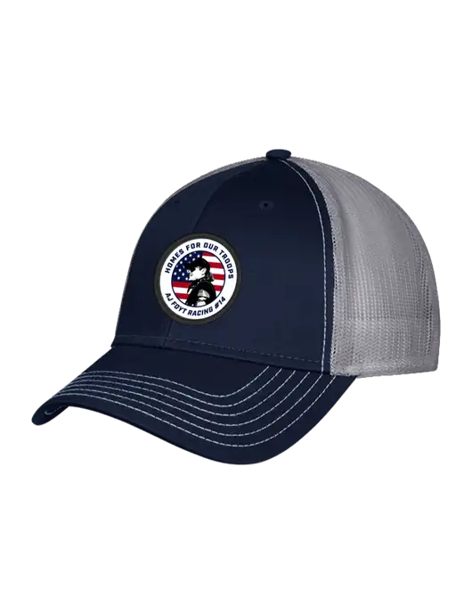 Navy & Grey Mesh Trucker Cap Snap Back w/Santino American Flag