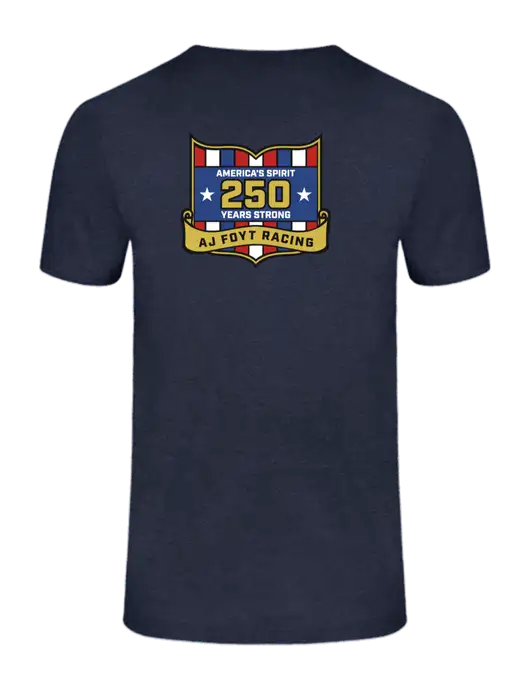 Ring Spun Heather Navy 4.5 oz T-Shirt w/250th AJ Foyt Racing Logo, Homes For Our Troops