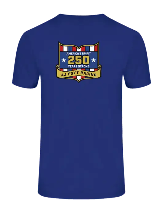 Ring Spun Royal 4.5 oz T-Shirt w/250th AJ Foyt Racing Logo, Homes For Our Troops