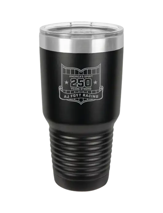 Polar Camel 30 oz Powder Coated Black Vacuum Insulated Tumbler w/250th AJ Foyt Racing Logo