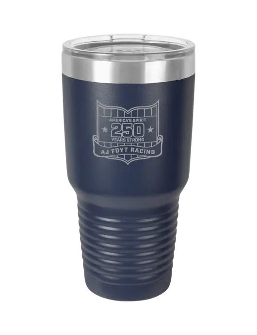 Polar Camel 30 oz Powder Coated Navy Vacuum Insulated Tumbler w/250th AJ Foyt Racing Logo