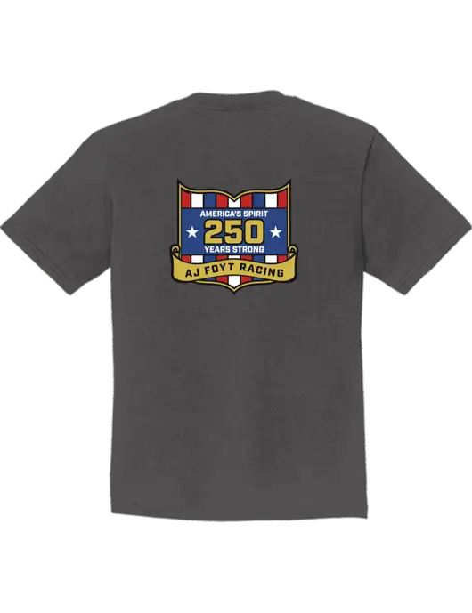 Youth Ring Spun Charcoal 4.5 oz T-Shirt w/250th AJ Foyt Racing Logo, Homes For Our Troops