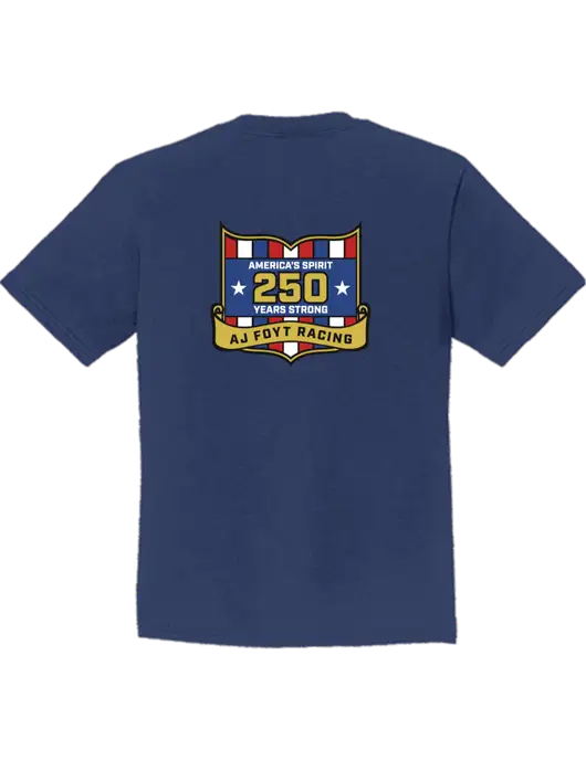 Youth Ring Spun Navy 4.5 oz T-Shirt w/250th AJ Foyt Racing Logo, Homes For Our Troops