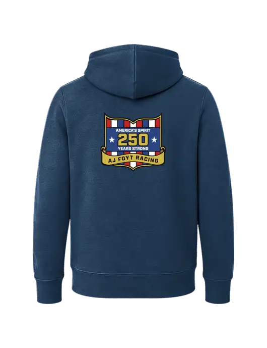 Youth Navy 7.8 oz Pullover Hooded Sweatshirt w/250th AJ Foyt Racing Logo, Homes For Our Troops
