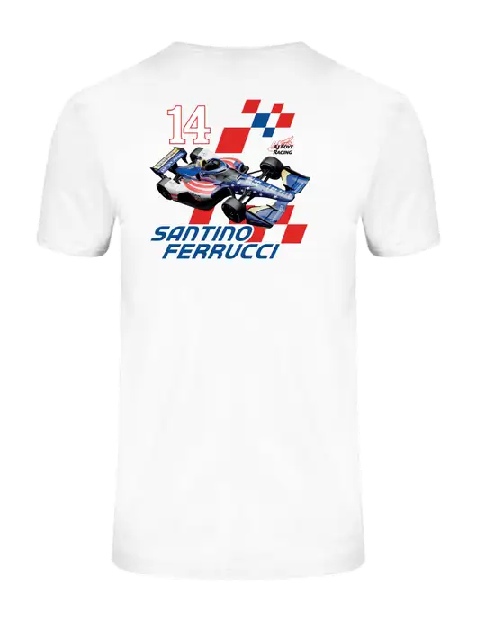 Ring Spun White 4.5 oz T-Shirt w/Checkered 14 Car , Homes For Our Troops