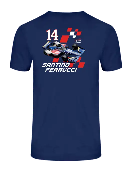 Ring Spun Navy 4.5 oz T-Shirt w/Checkered 14 Car , Homes For Our Troops