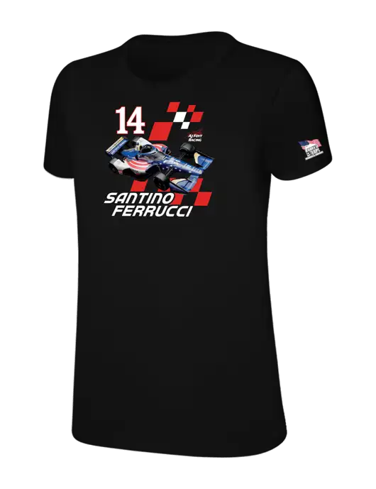 Womens Ring Spun Jet Black 4.5 oz T-Shirt w/Checkered 14 Car , Homes For Our Troops