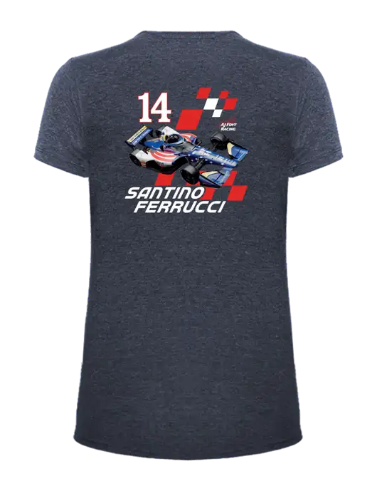 Womens Ring Spun Heather Navy 4.5 oz T-Shirt w/Checkered 14 Car , Homes For Our Troops