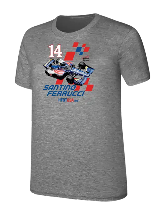 Womens Ring Spun Light Grey Heather 4.5 oz T-Shirt w/Checkered Car HFOTUSA