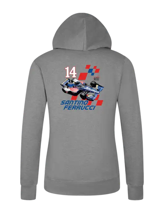 Womens Light Grey Heather Core Fleece Pullover Hooded Sweatshirt w/Checkered 14 Car , Homes For Our Troops