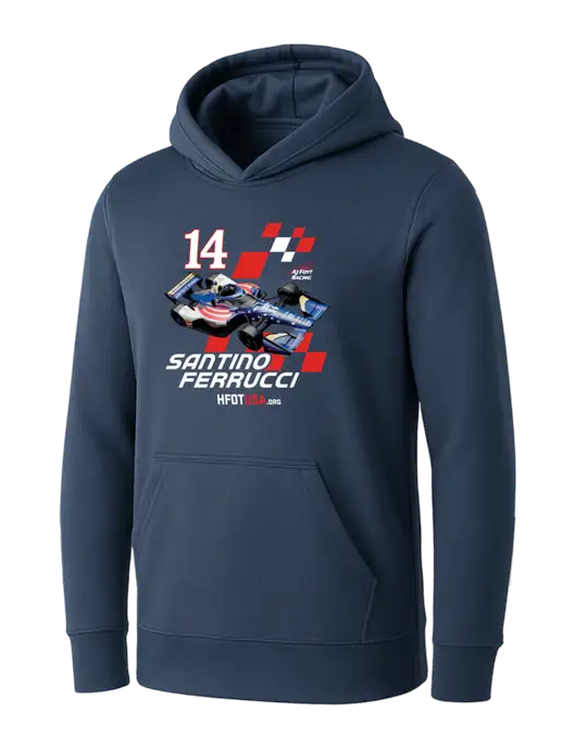 Womens Navy Core Fleece Pullover Hooded Sweatshirt w/Checkered Car HFOTUSA