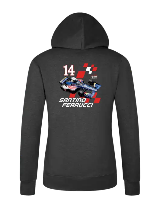 Womens Dark Grey Heather Core Fleece Pullover Hooded Sweatshirt w/Checkered 14 Car , Homes For Our Troops