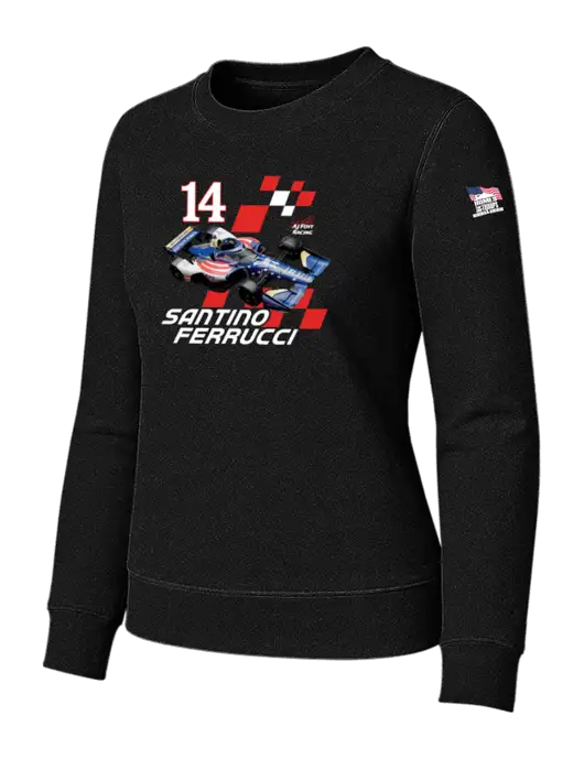 Womens Black Loft Crewneck Sweatshirt w/Checkered 14 Car , Homes For Our Troops