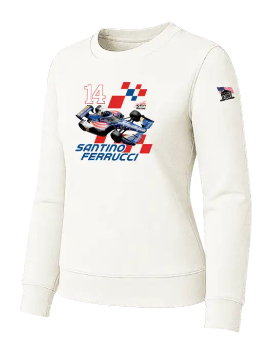 Womens Ivory Loft Crewneck Sweatshirt w/Checkered 14 Car , Homes For Our Troops