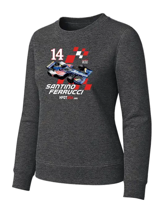 Womens Charcoal Heather Loft Crewneck Sweatshirt w/Checkered Car HFOTUSA