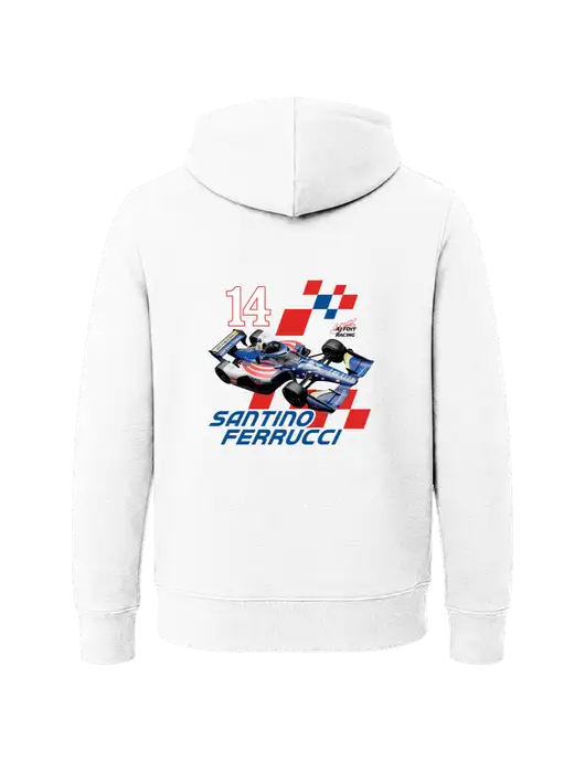 Youth White 7.8 oz Pullover Hooded Sweatshirt w/Checkered 14 Car , Homes For Our Troops