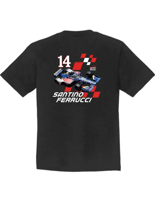 Youth Ring Spun Jet Black 4.5 oz T-Shirt w/Checkered 14 Car , Homes For Our Troops