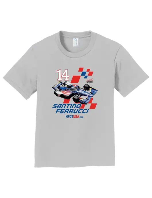 Youth Ring Spun Silver 4.5 oz T-Shirt w/Checkered Car HFOTUSA