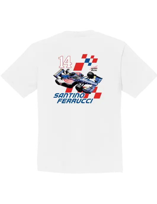 Youth Ring Spun White 4.5 oz T-Shirt w/Checkered 14 Car , Homes For Our Troops